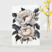 Peony - Watercolor flowers カード (黄色い花)