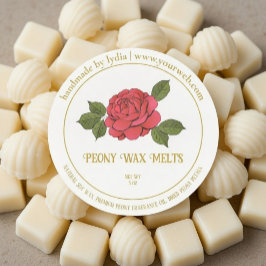 Peony Wax Melts Personalized Floral Sticker Label ラウンドシール