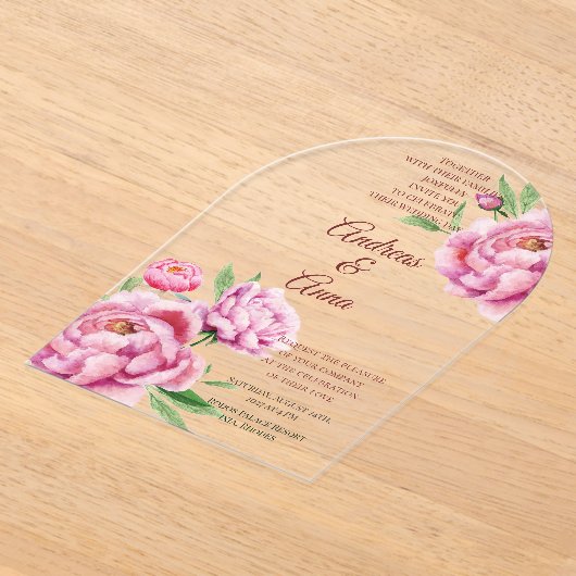 Peony Wedding アクリル招待状 (レイダウン)