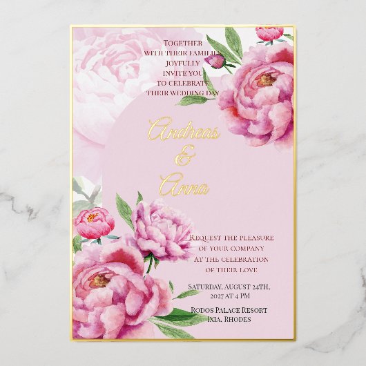 Peony Wedding 箔招待状 (正面)