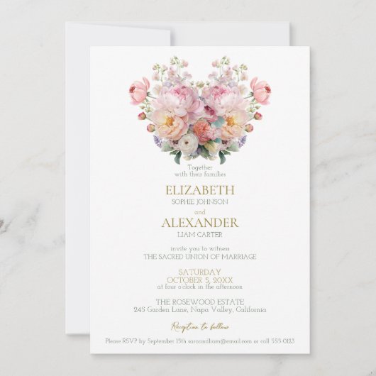 Peony Whisper Wedding Invitation 招待状 (正面)