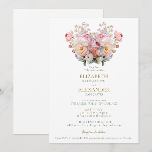 Peony Whisper Wedding Invitation 招待状 (正面/裏面)