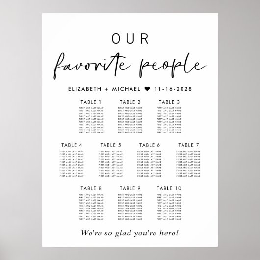 People 10お気に入りのテーブルの結婚座席表 ポスター (正面)
