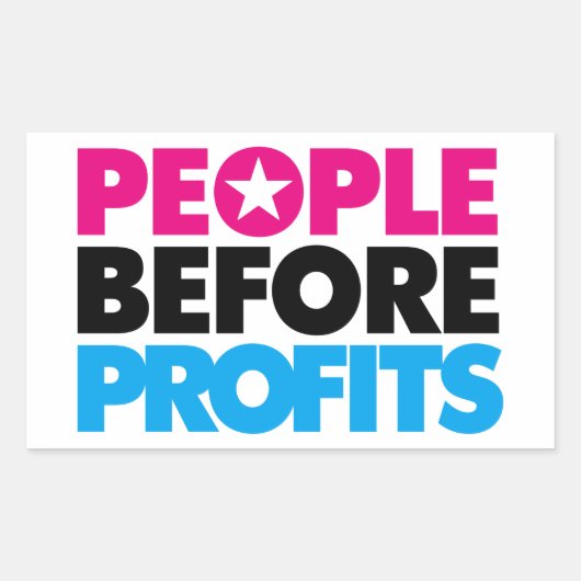 People Before Profitステッカー 長方形シール (正面)