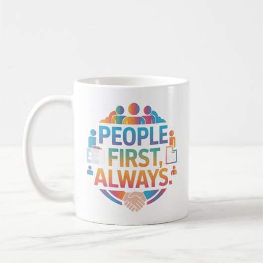 People First Always HR Admin Motivational Mug コーヒーマグカップ (左)