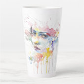 people-girl-woman-face-portrait カフェラテマグ (正面)