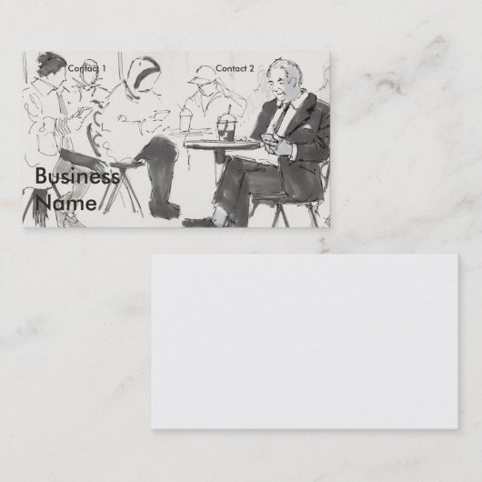 People in cafe using cell phones drawing 名刺 (正面/裏面)