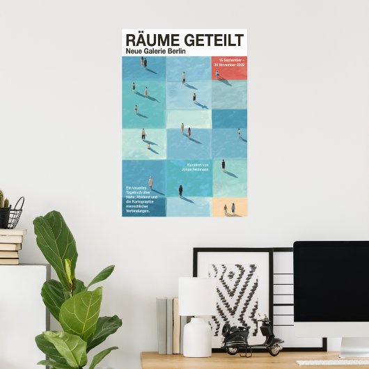 People in Grid Spaces Poster - Modern German ポスター (ホームオフィス)