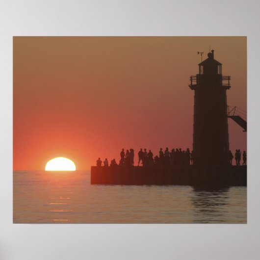 People light house sunset silhouette at South ポスター (正面)