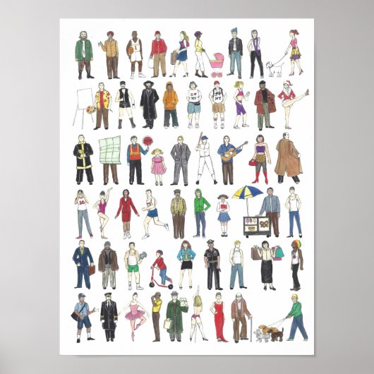 People of NYC New Yorkers Citizens City Poster ポスター (正面)
