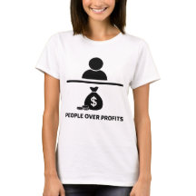 People Over Profit女性のクルーネックTシャツ
