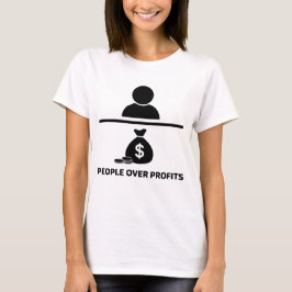 People Over Profit女性のクルーネックTシャツ Tシャツ