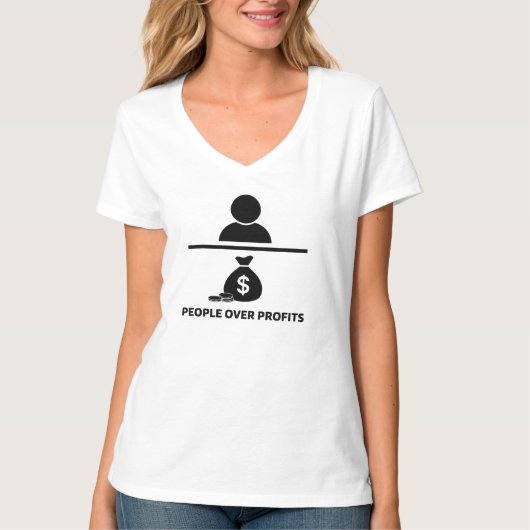 People Over Profit女性のTシャツ Tシャツ (正面)