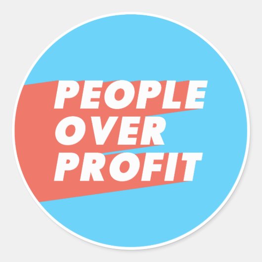 People Over Profit（青と赤） ラウンドシール (正面)