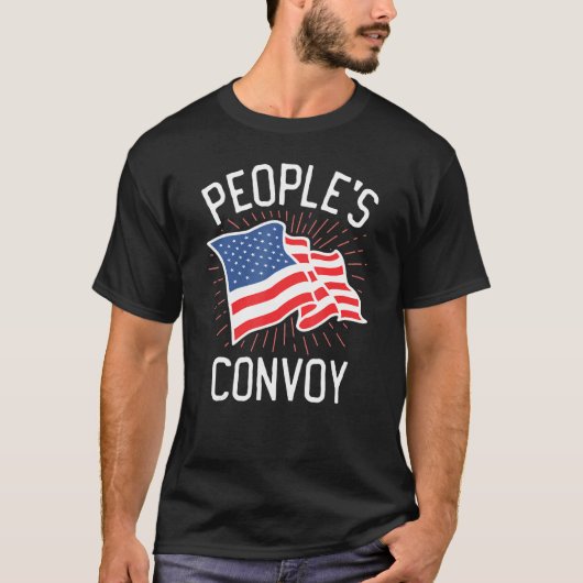 People's Convoy 2022 I Identify As Usa Trucker Fre Tシャツ (正面)