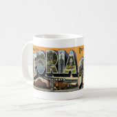 Peoria ILのヴィンテージの郵便はがきのマグからの挨拶 コーヒーマグカップ (正面左)