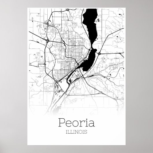 Peoria Map - Illinois - City Map Poster ポスター (正面)