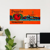 Peoria Tomato LabelPeoria, IL ポスター (ホームオフィス)
