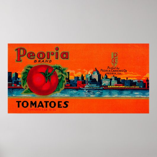 Peoria Tomato LabelPeoria, IL ポスター (正面)