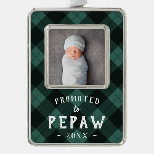 Pepawに昇格 |ベビーフォトグランパ シルバープレートフレームオーナメント (正面)