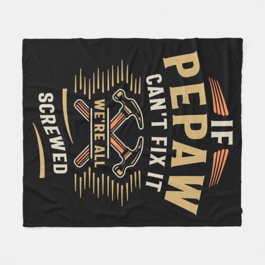 Pepawもしカントそれを修正すおもしろいるGrandpa フリースブランケット (正面(横))