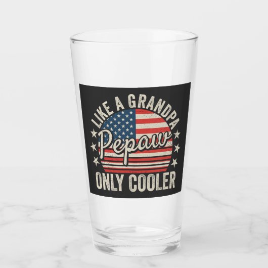 Pepaw Like a Grandpa Only Cooler USA Flag DK タンブラーグラス (正面)