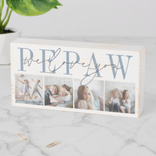 Pepaw We Love You 4 Photo Collage ウッドボックスサイン