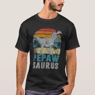 Pepawsaurus Tレックス恐竜Pepaw Saurus父のD Tシャツ