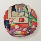 Peploe – チューリップ青いジャグ ラウンドクッション (裏面)