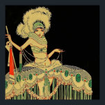 “Peplum Costume” 1926 Magazine Cover by J Carlos ポスター<br><div class="desc">Jose Carlos was a multi-talented artist who’s dazzling Art Deco illustrations graced the pages of Brazilian jazz and art periodicals during the 1920’s. His work was reminiscent of Aubrey Beardsley with a sharp modern edge and comic undertones. This image of a starlet wearing a glittering peplum costume was the December...</div>