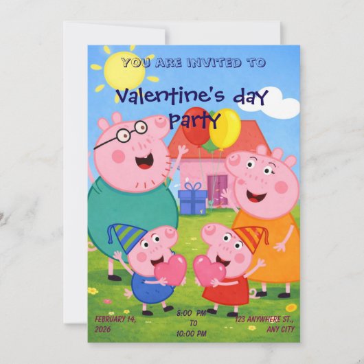 Peppa Pig Valentine Card for Class, Personalized シーズンカード (正面)