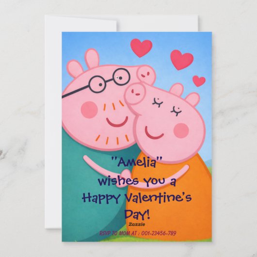 Peppa Pig Valentine Card for Class, Personalized シーズンカード (裏面)