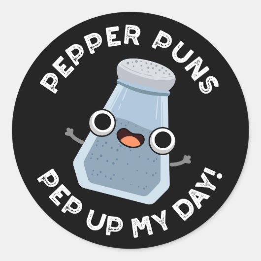 Pepper Puns私の日の食べおもしろい物プンダークBG ラウンドシール (正面)