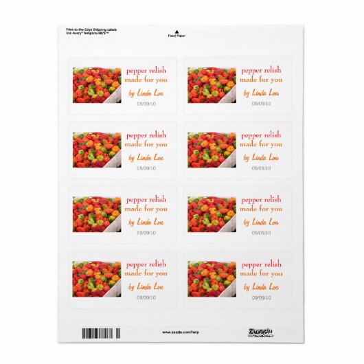 Pepper Relish保存ラベル2 ラベル (フルシート)