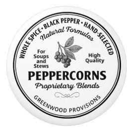 Peppercorns Label Vintage Typography Ceramic Knob セラミックノブ