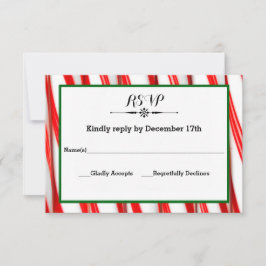 Peppermintのストライプクリスマス – RSVPレスポンスカード 出欠カード