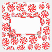 Peppermint Candy背景(取り外し可能ラベル付) スクエアシール (正面)