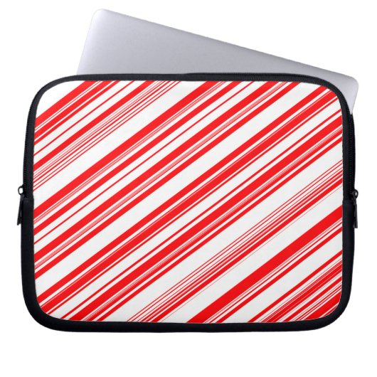 Peppermint Candy Cane Stripes Xmas Electronics Bag ラップトップスリーブ (正面)