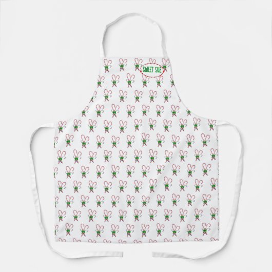 Peppermint Candy Canes Christmas エプロン (正面)