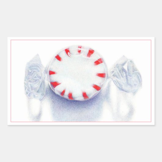 PEPPERMINT CANDY RECTANGLEスタンプ 長方形シール (正面)