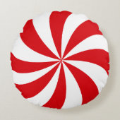Peppermint Candy Swirl Red Christmas Holiday ラウンドクッション (正面)