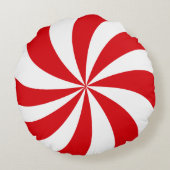 Peppermint Candy Swirl Red Christmas Holiday ラウンドクッション (裏面)