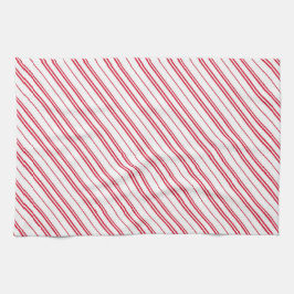 Peppermint Christmas Candy Cane Stripes キッチンタオル