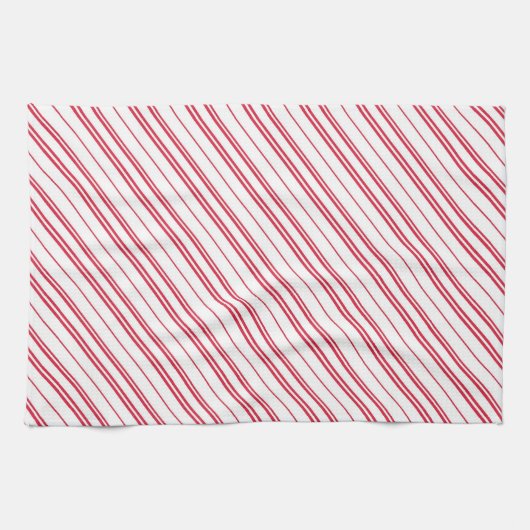 Peppermint Christmas Candy Cane Stripes キッチンタオル (横)