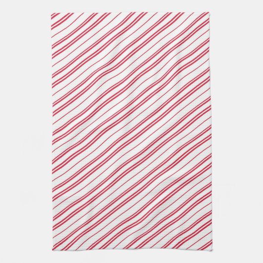 Peppermint Christmas Candy Cane Stripes キッチンタオル (縦)