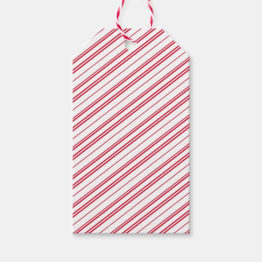 Peppermint Christmas Candy Cane Stripes ギフトタグ (正面)