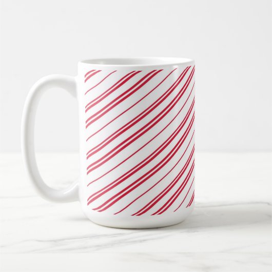 Peppermint Christmas Candy Cane Stripes コーヒーマグカップ (左)