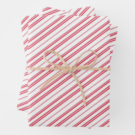 Peppermint Christmas Candy Cane Stripes ラッピングペーパーシート