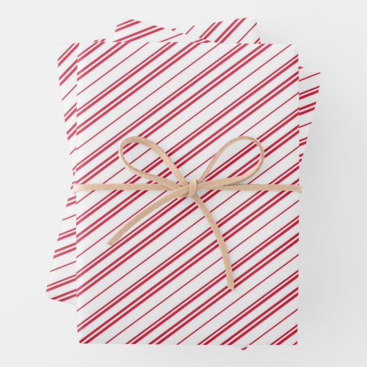 Peppermint Christmas Candy Cane Stripes ラッピングペーパーシート (インサイチュ)