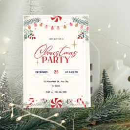 Peppermint Christmas Party Invitation  招待状
